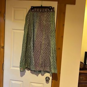 Boston Proper Multi Color Silk Skirt with Sequin Details.